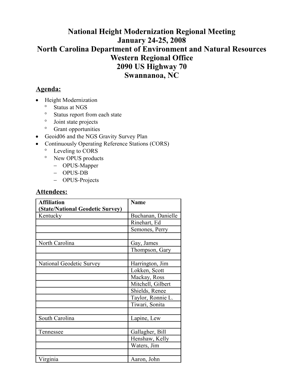 National Height Modernization Regional Meeting