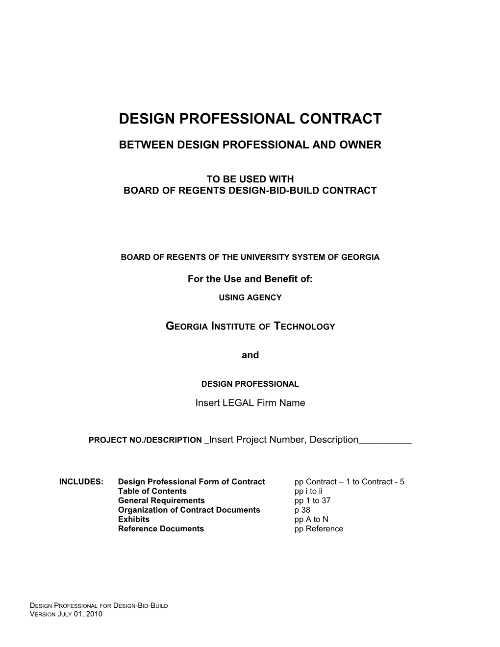 Design Professional Contract 2004