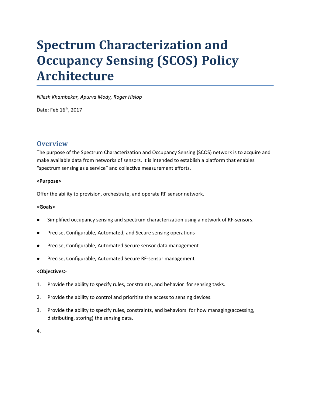 Protocol to Access X000b Spectrum Characterization and Occupancy Sensing (SCOS) Network