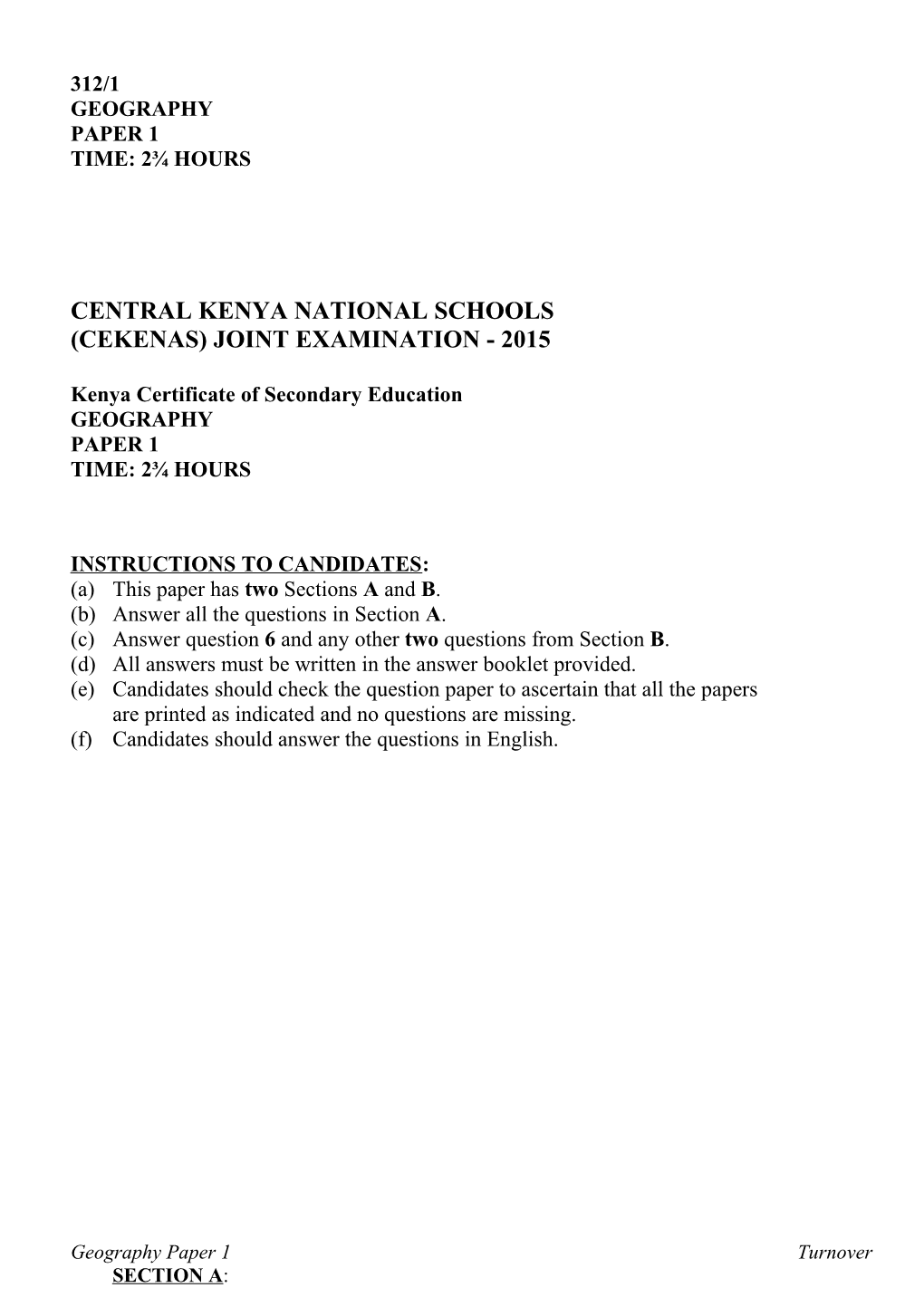 Central Kenya National Schools