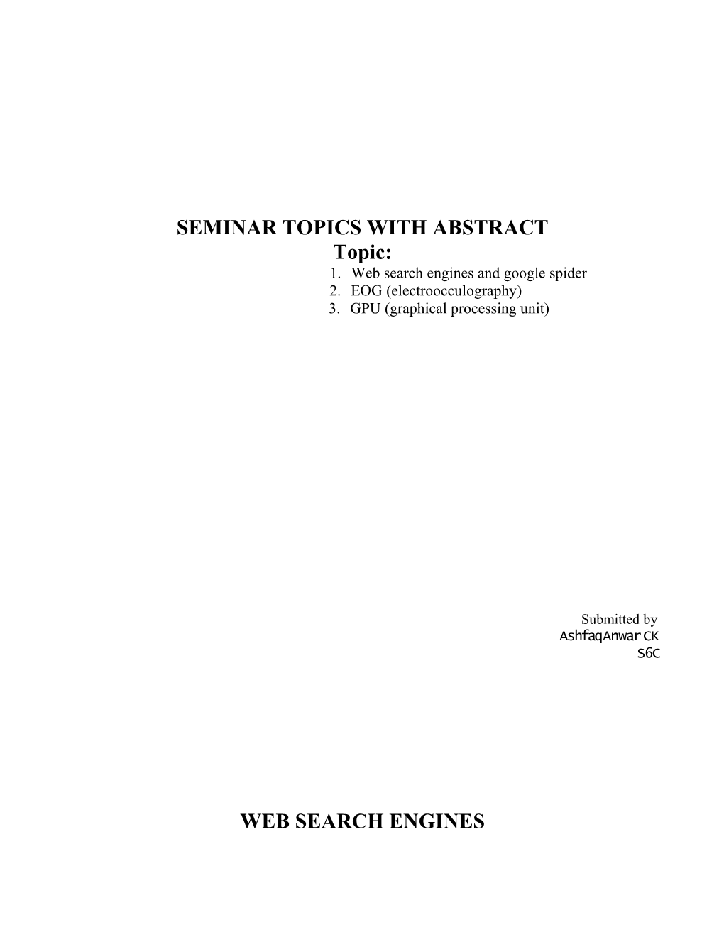 Seminar Topics with Abstract