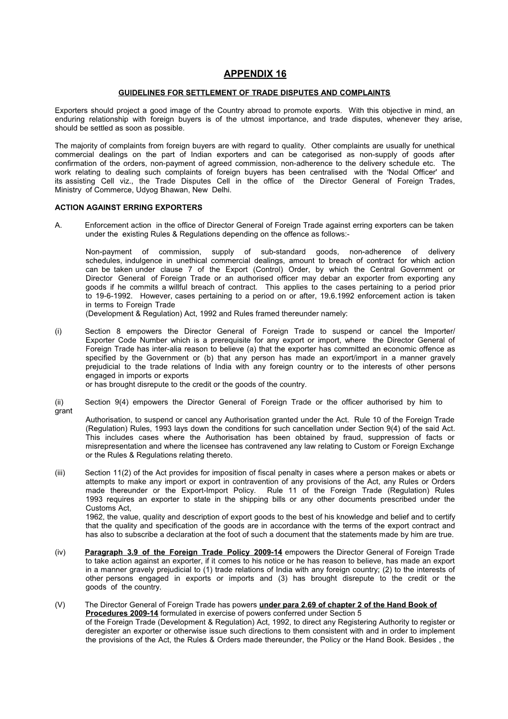 Guidelines for Settlement of Trade Disputes and Complaints