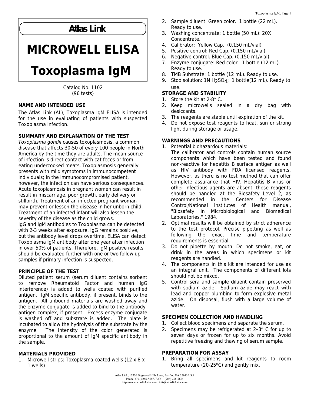 Toxoplasma Igm by ELISA