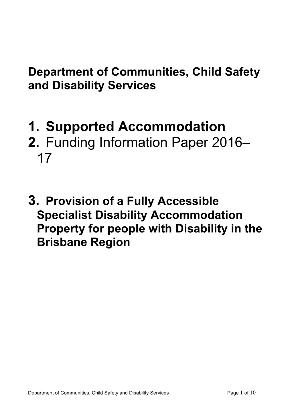 Supported Accommodation Funding Information Paper 2016-17