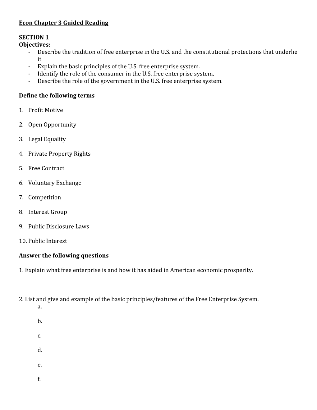 Econ Chapter 3 Guided Reading