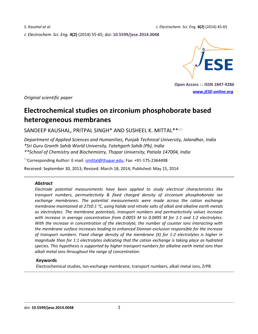 Electrochemical Studies on Zirconium Phosphoborate Based Heterogeneous Membranes