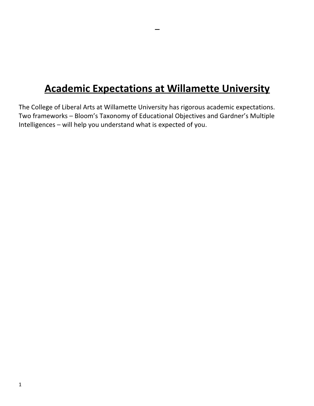 Academic Expectations at Willamette University