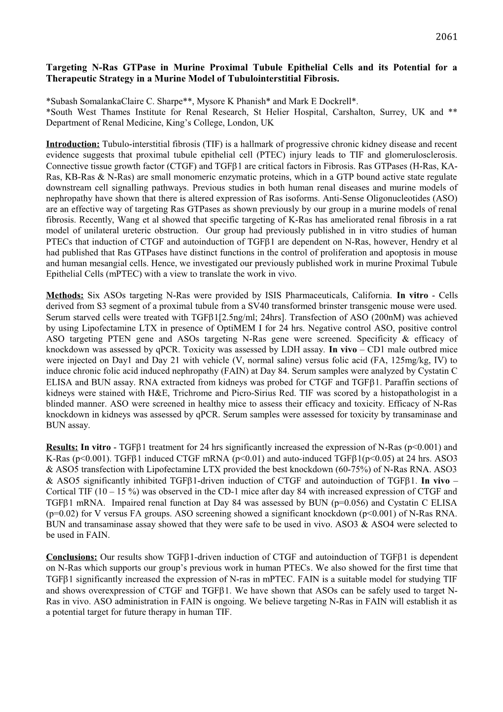 Role of N-Ras in Renal Fibrosis