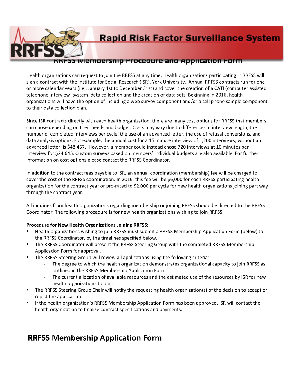 RRFSS Membership Procedure and Application Form