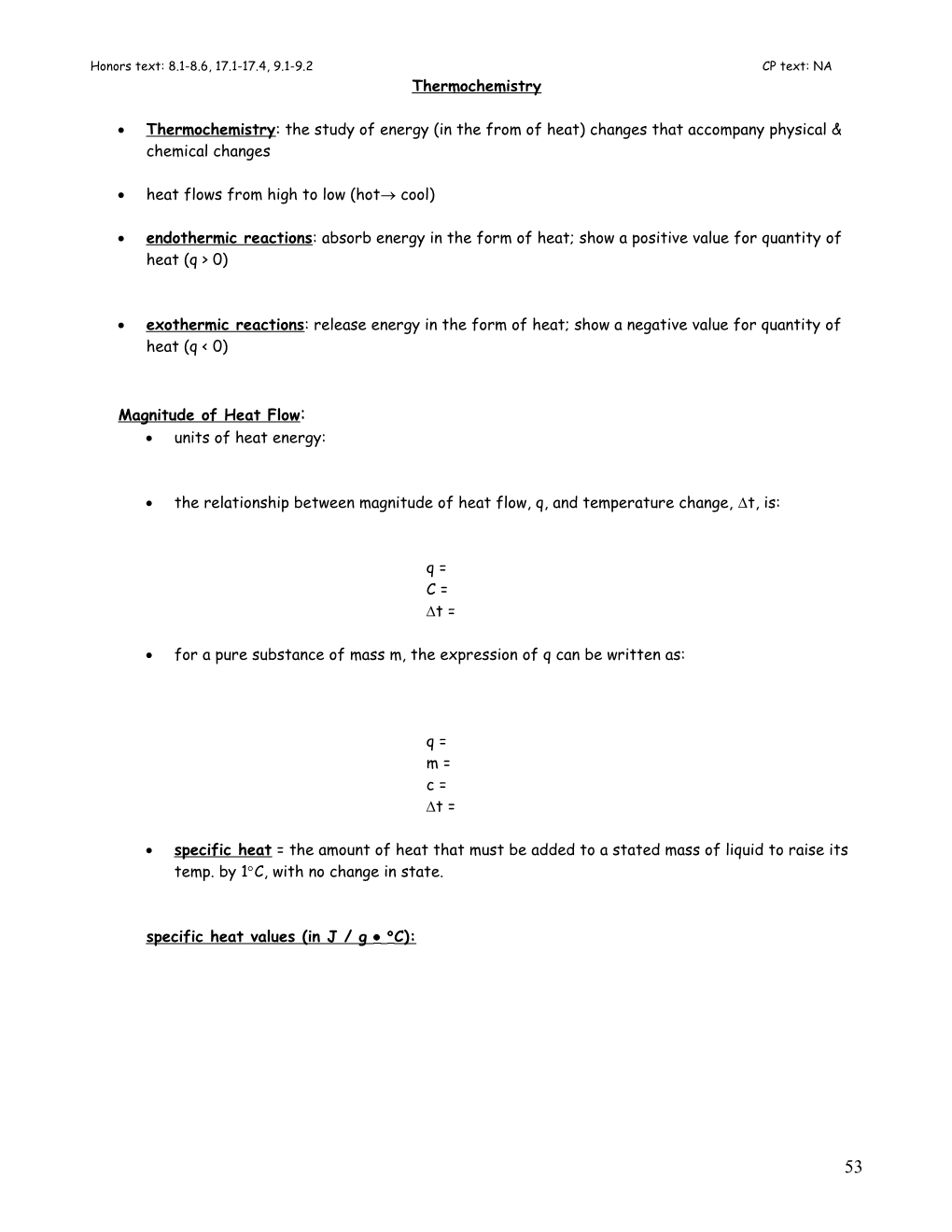 Honors Text: 8.1-8.6, 17.1-17.4, 9.1-9.2 CP Text: NA