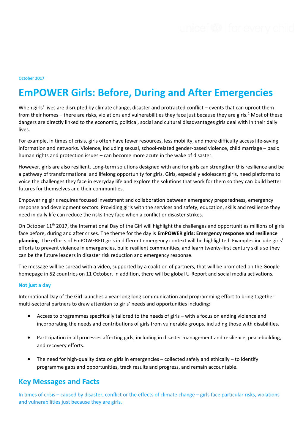 Empower Girls: Before, During and After Emergencies