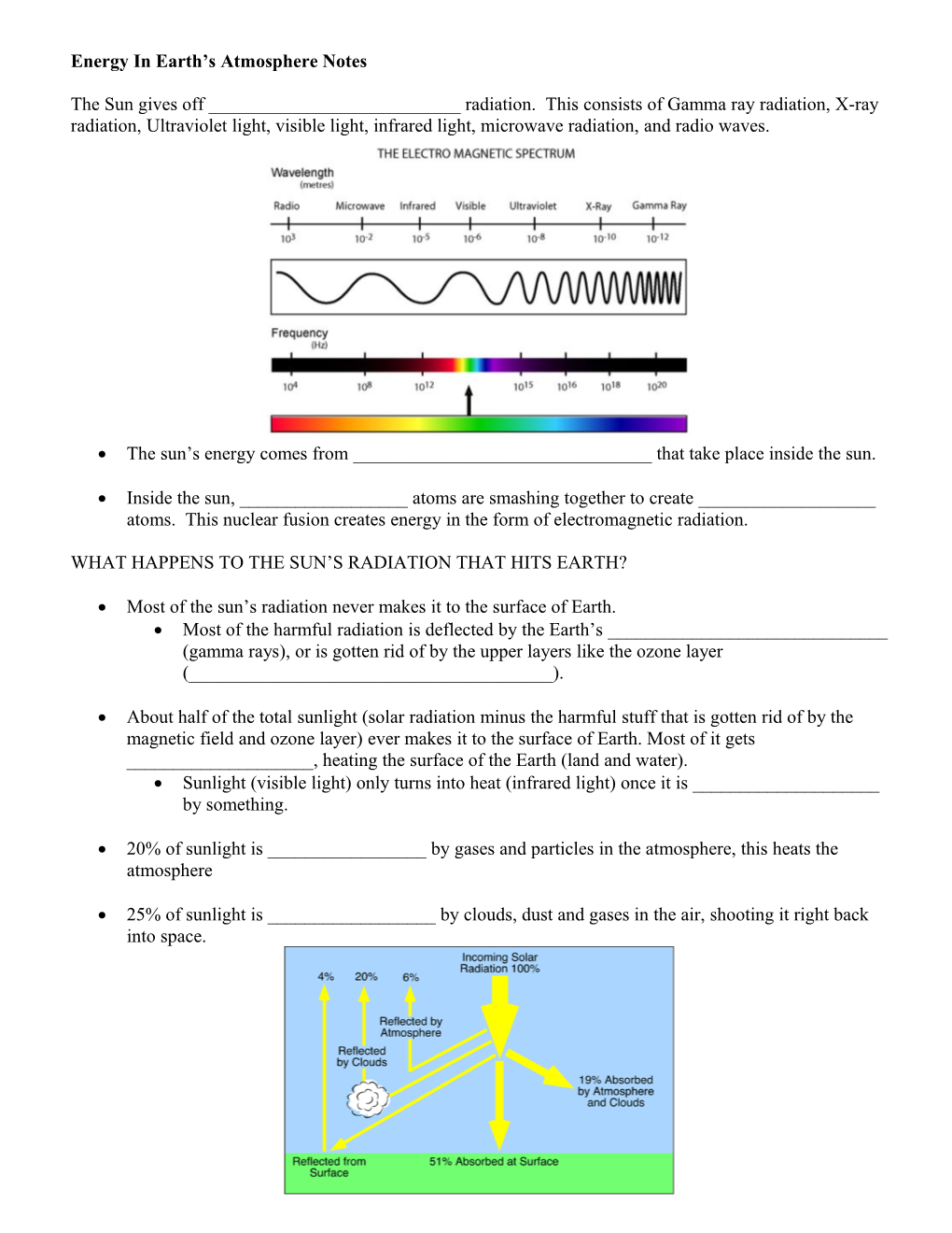 Energy in Earth S Atmosphere Notes