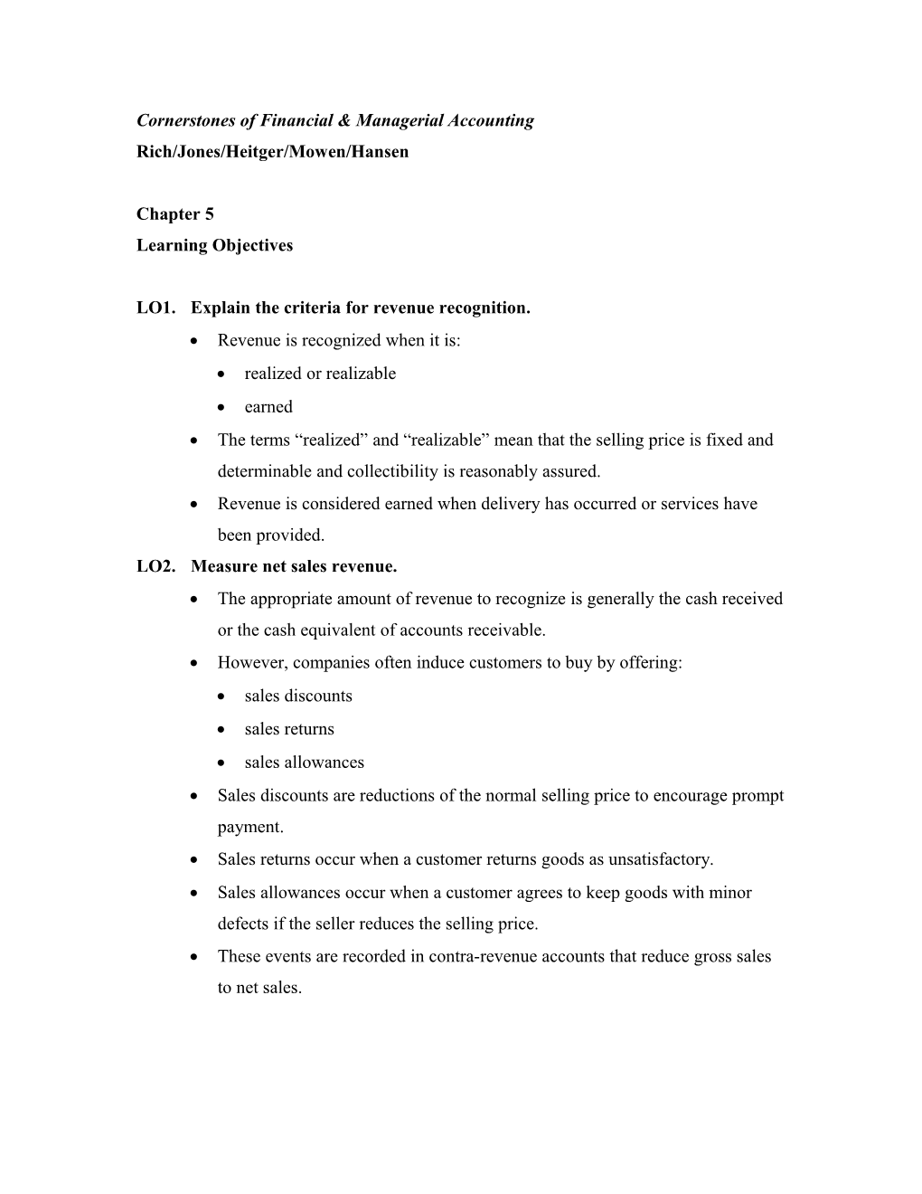 Cornerstones of Financial & Managerial Accounting