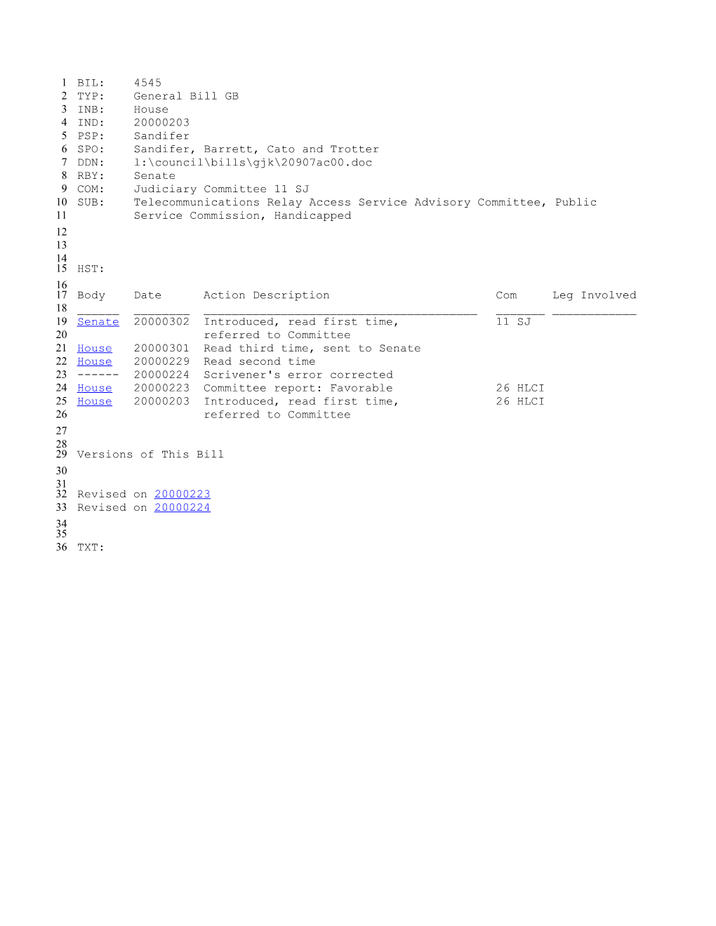 1999-2000 Bill 4545: Telecommunications Relay Access Service Advisory Committee, Public