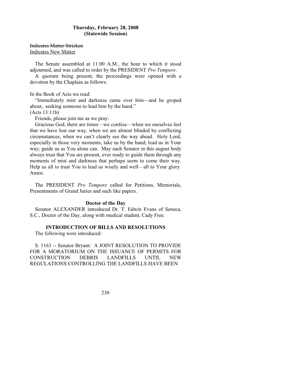 Senate Journal for Feb. 28, 2008 - South Carolina Legislature Online