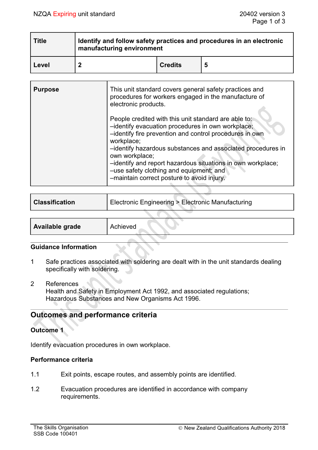 20402 Identify and Follow Safety Practices and Procedures in an Electronic Manufacturing