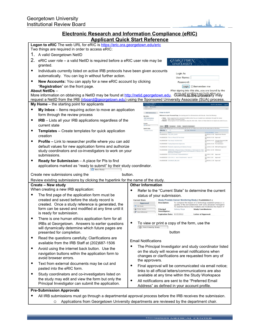 Electronic Research and Information Compliance (Eric) Applicant Quick Start Reference