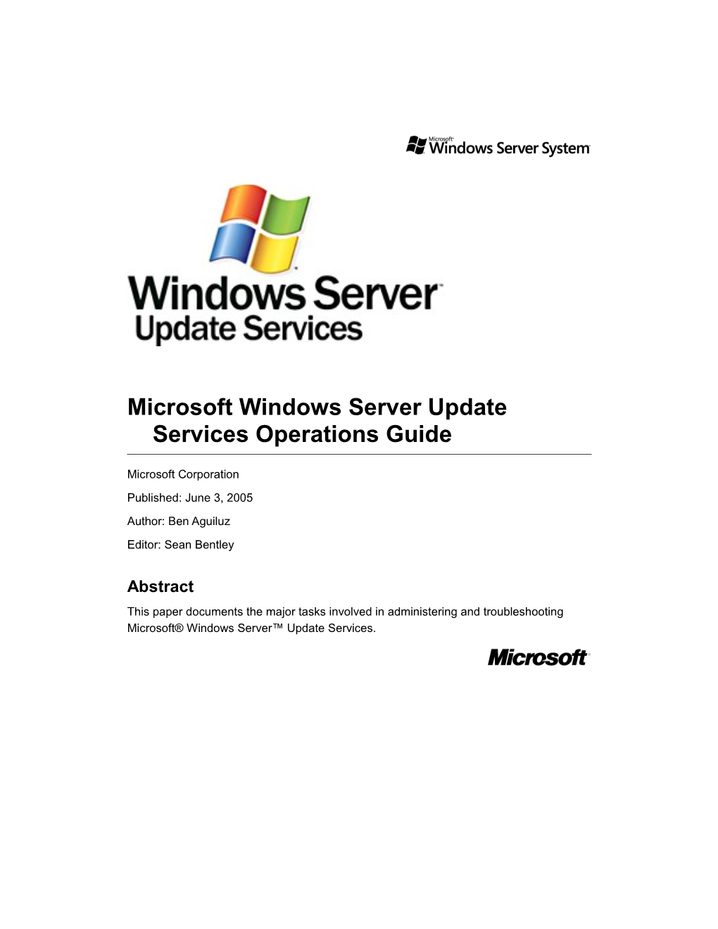 Microsoft Windows Server Update Services Operations Guide