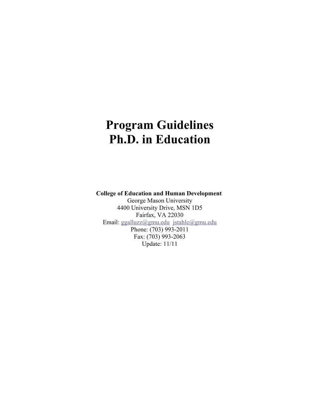 Program Guidelines