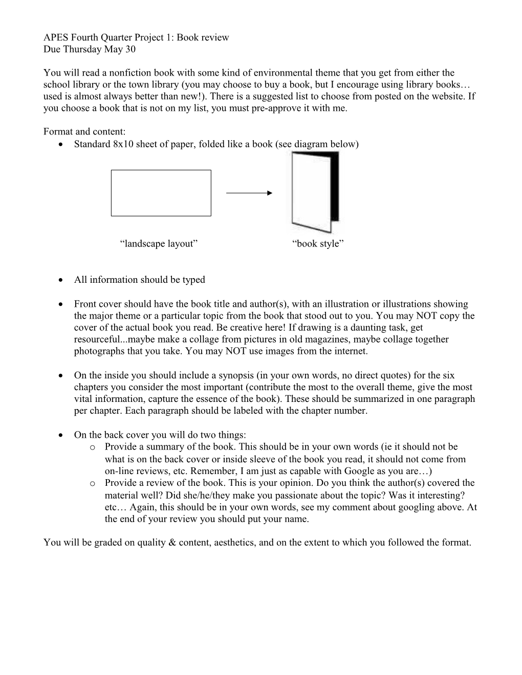 APES Fourth Quarter Project 1: Book Review