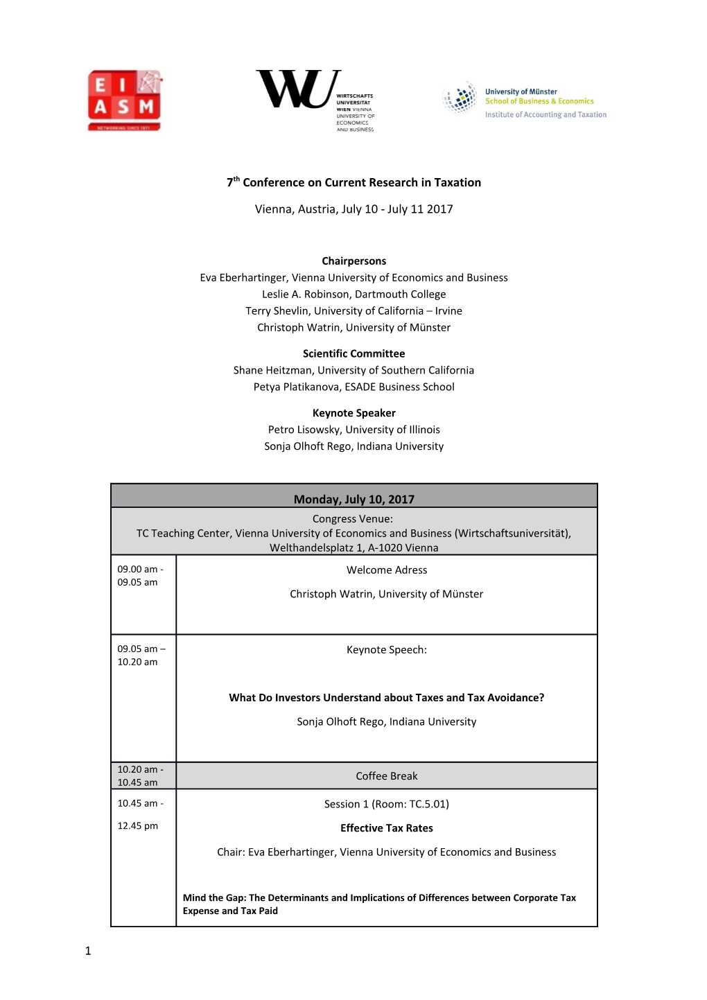 7Th Conference on Current Research in Taxation