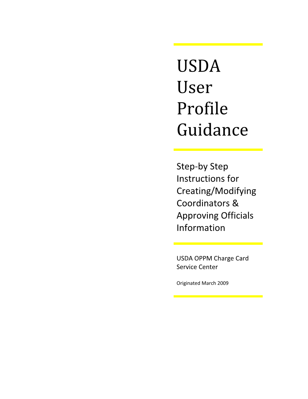 USDA User Profile Guidance