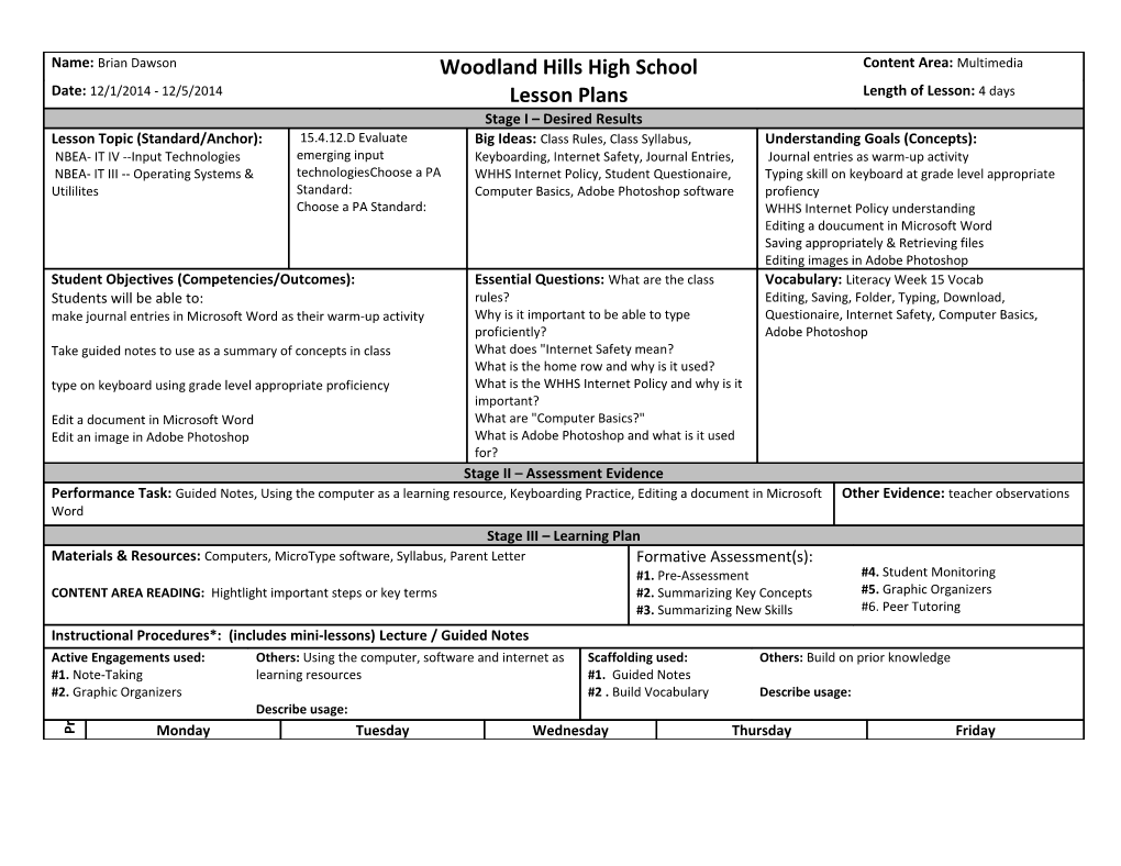 Warm-Up: Literacy Vocab Journal Entry