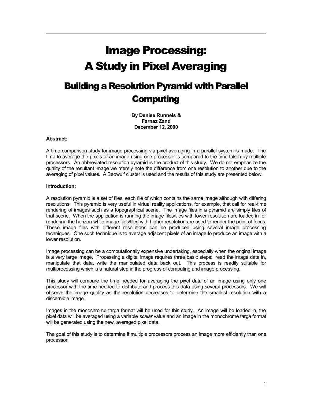 Building a Resolution Pyramid with Parallel Computing