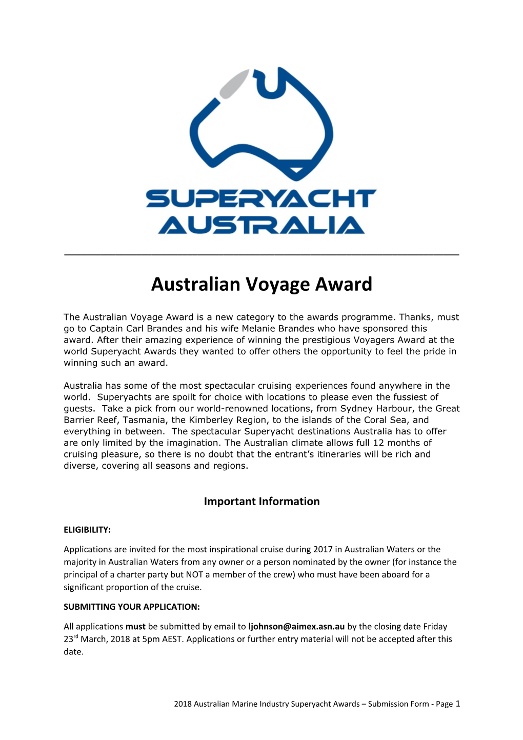 Australian Voyage Award