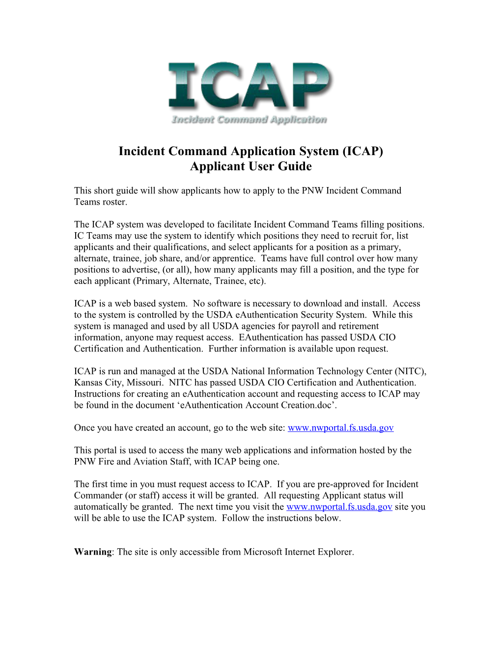 Incident Command Application System (ICAP)