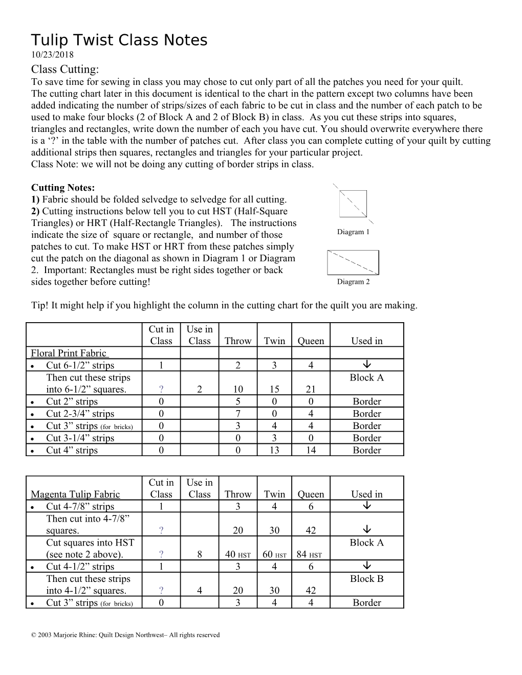 Tulip Twistclass Notes 11/2/2018