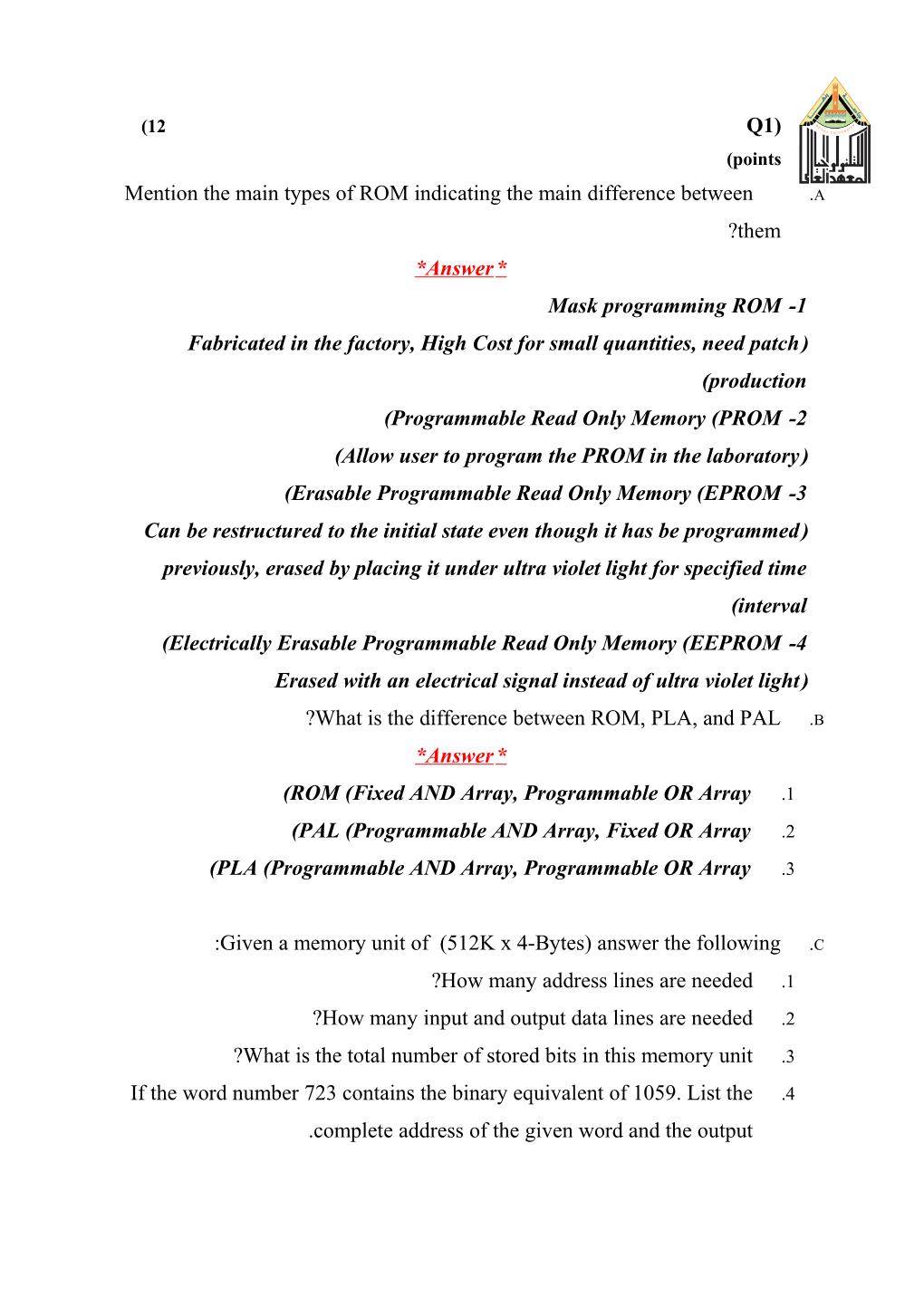 Computer Interfacing First Midterm Exam