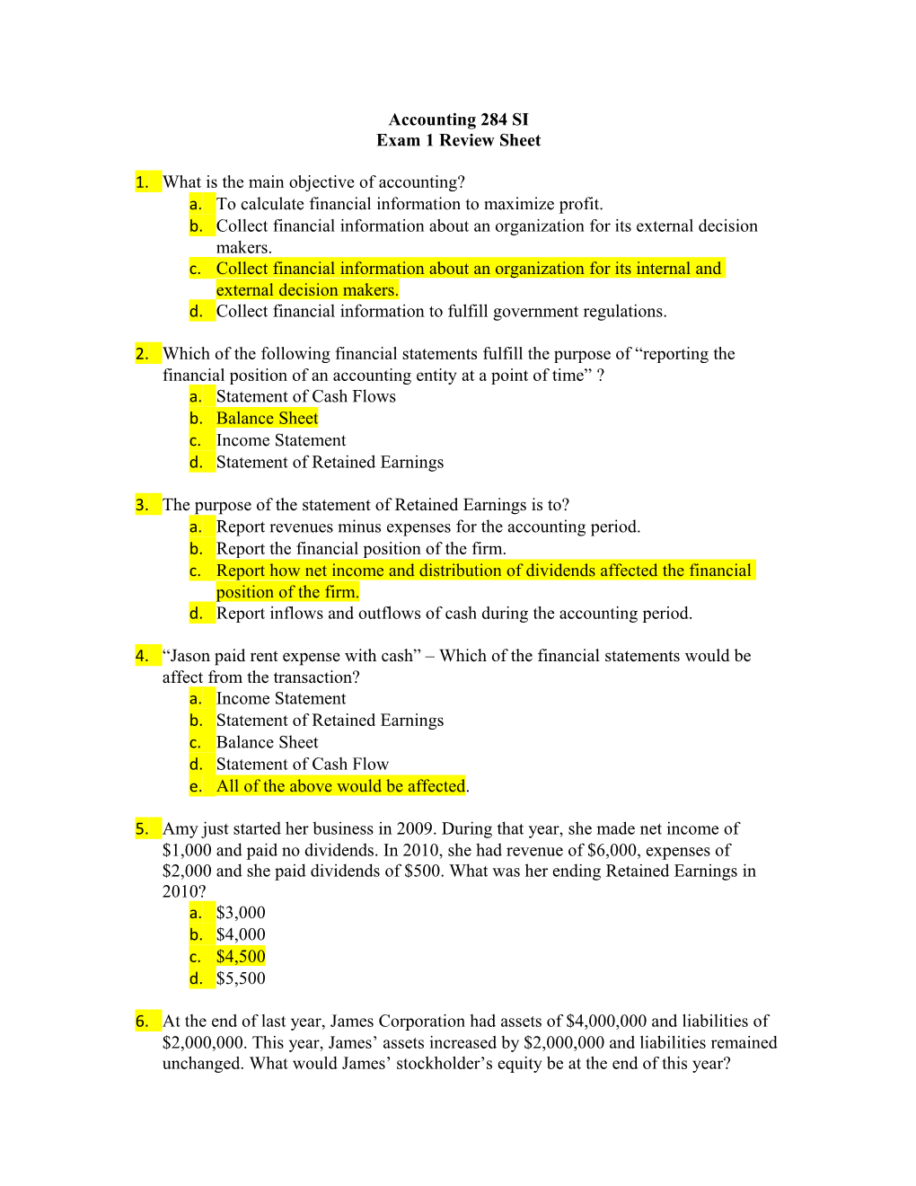 Exam 1 Review Sheet