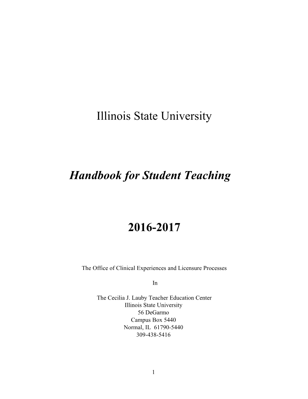 Handbook for Student Teaching