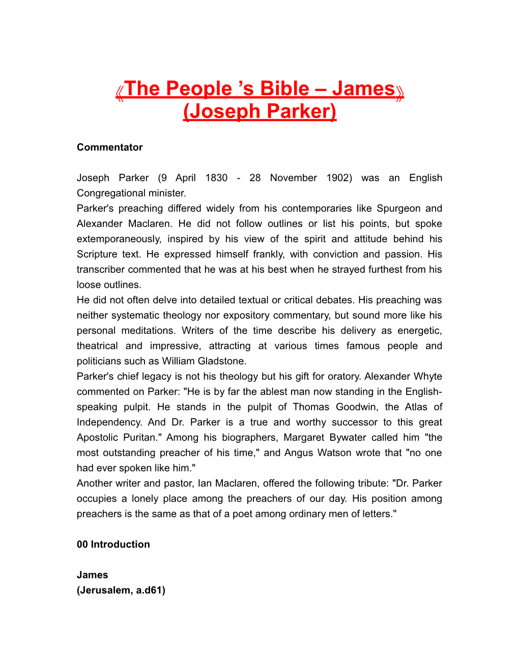 The People S Bible James (Josephparker)