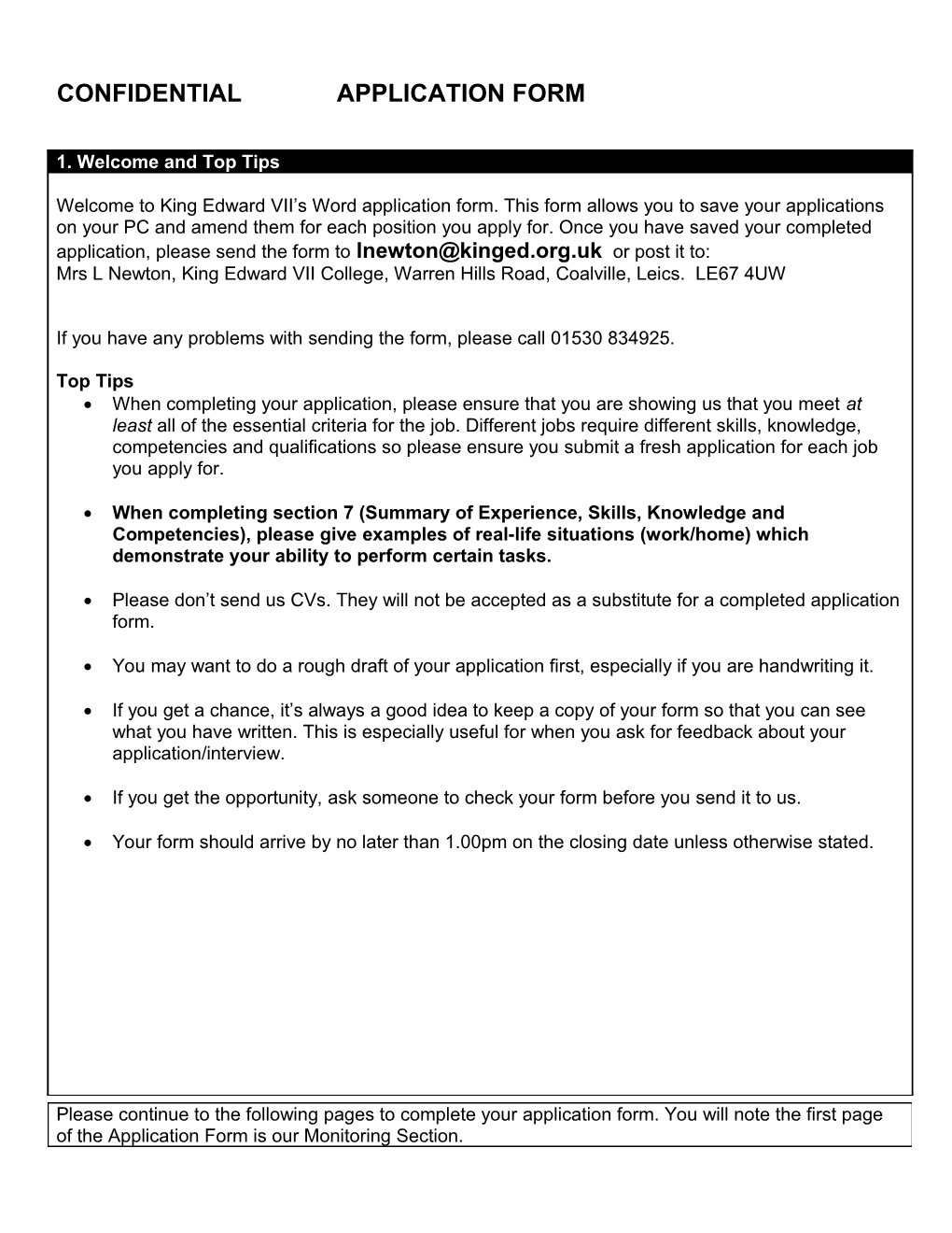 Confidentialapplication Form