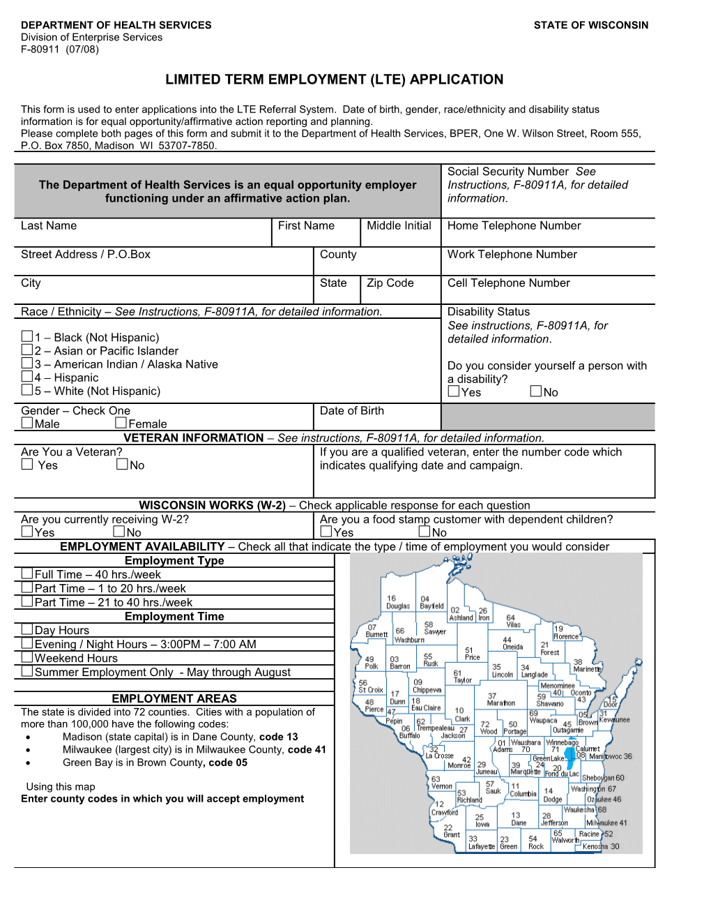 Limited Term Employment Application F-80911