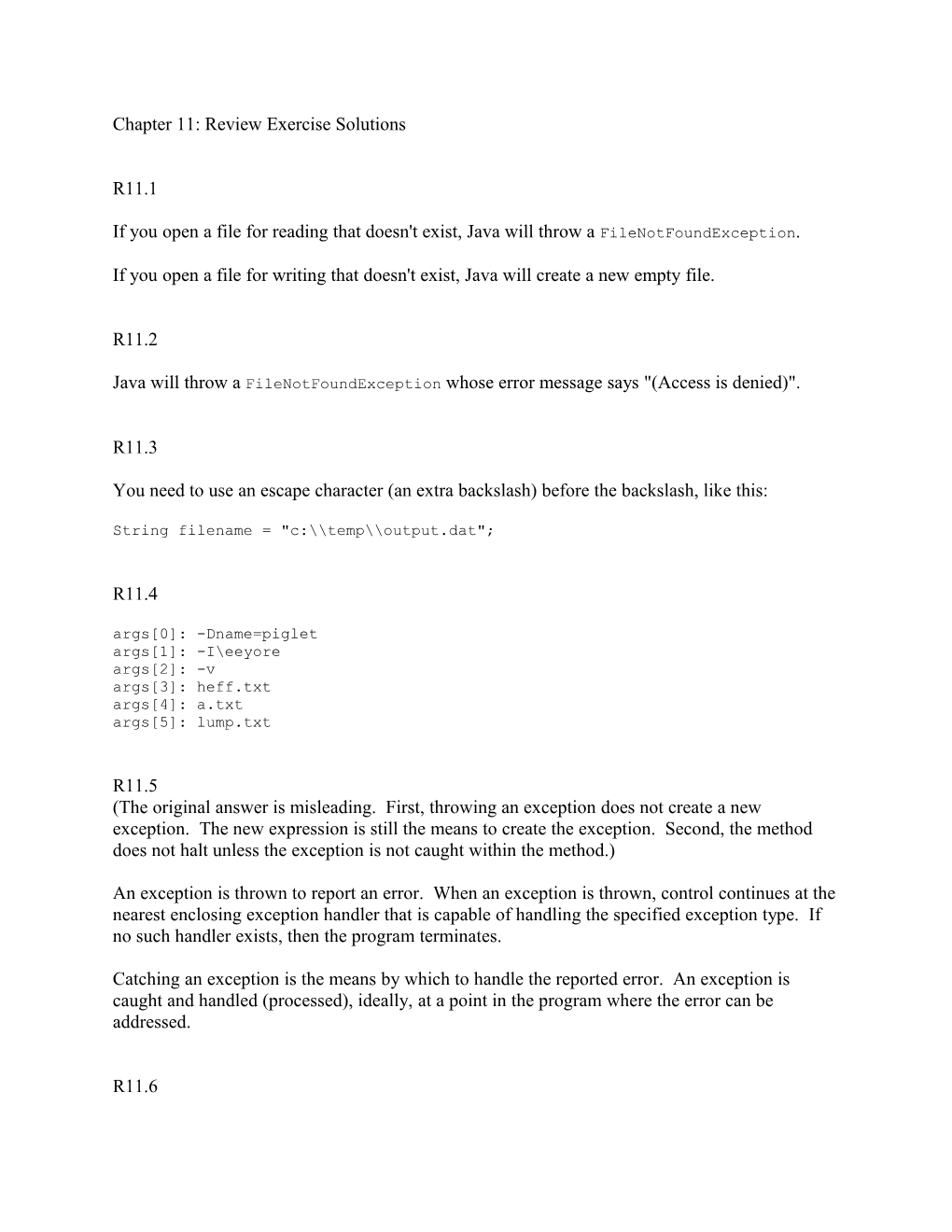 Chapter 11: Review Exercise Solutions