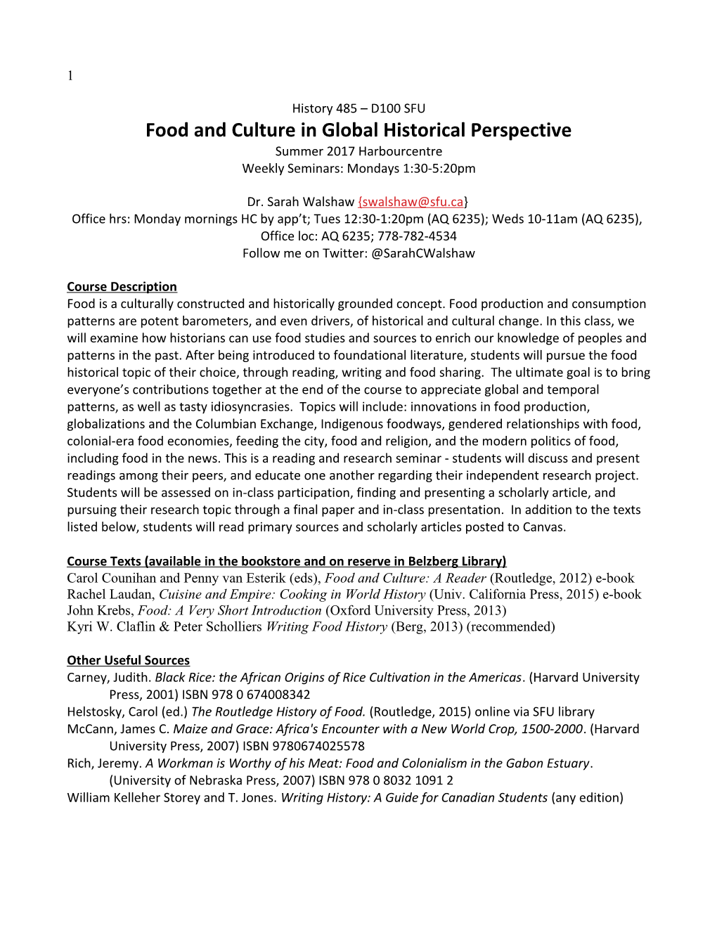 Food and Culture in Global Historical Perspective