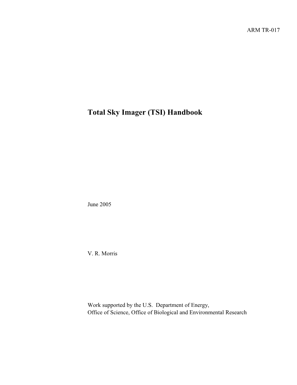 Total Sky Imager (TSI) Handbook