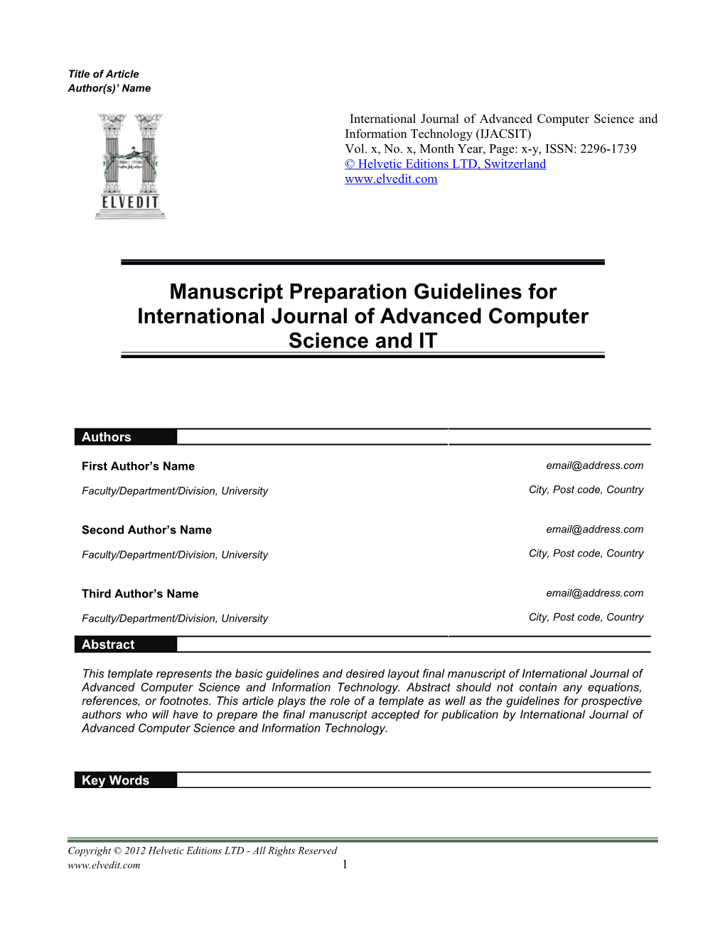 International Journal of Advanced Computer Science and Information Technology