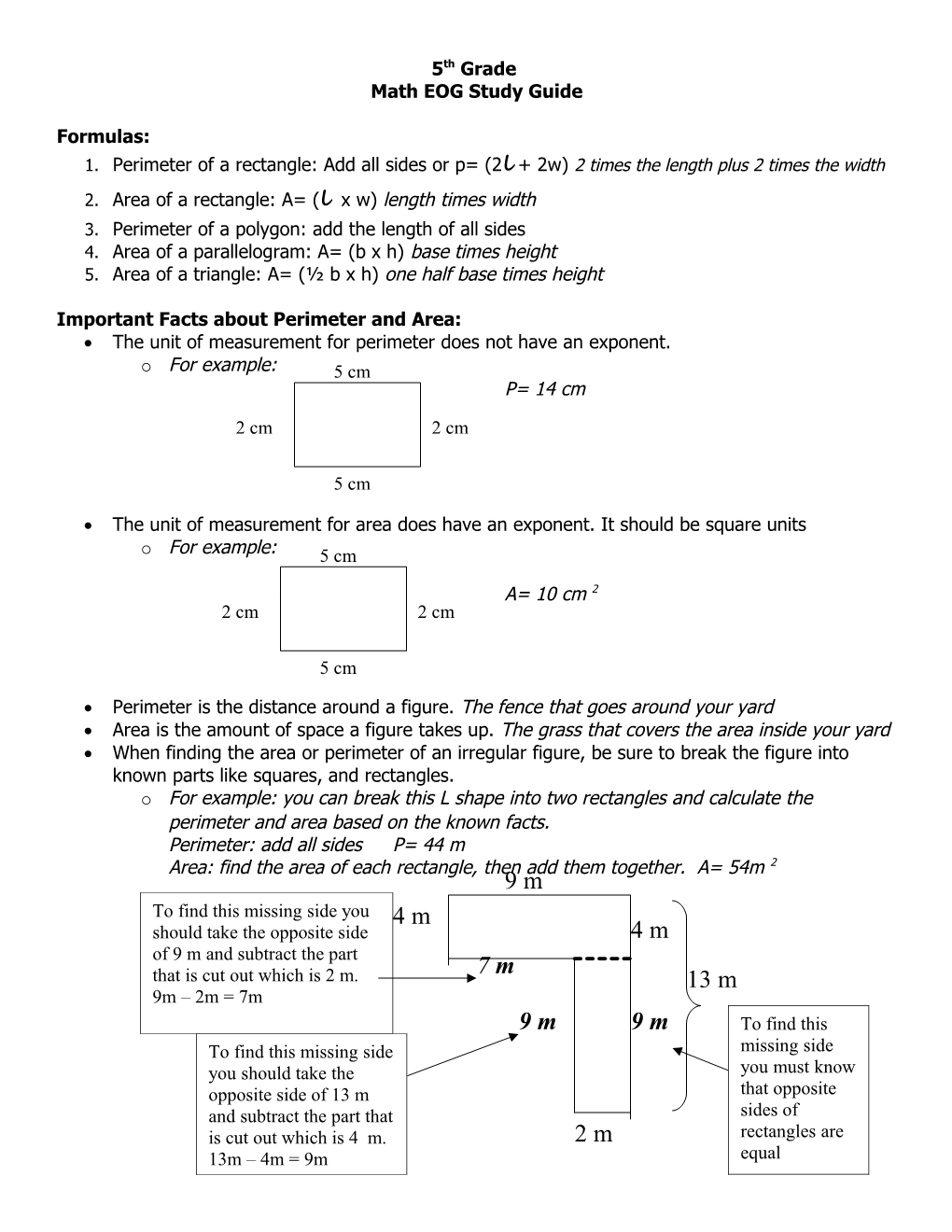 Math EOG Study Guide