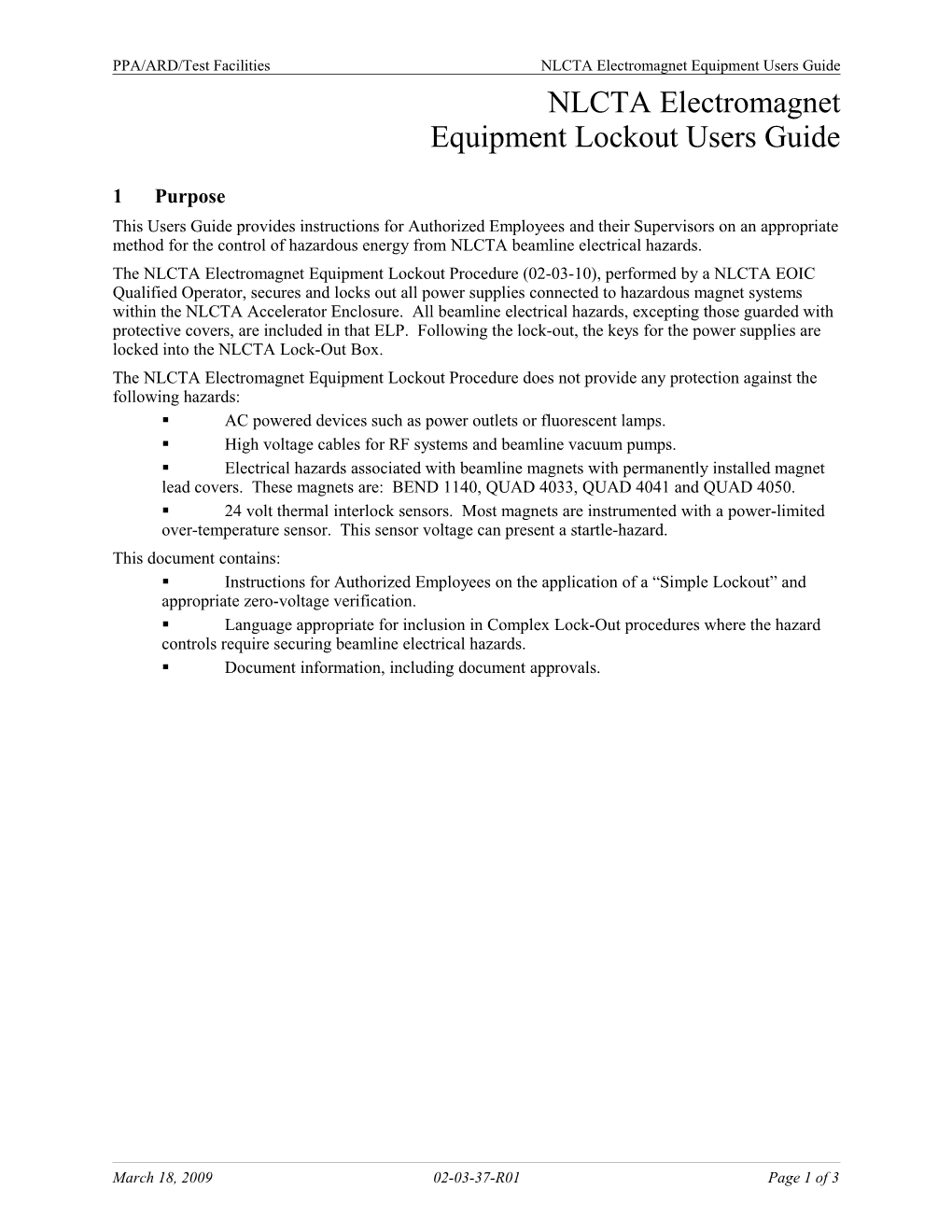 NLCTA Hazard Lockout