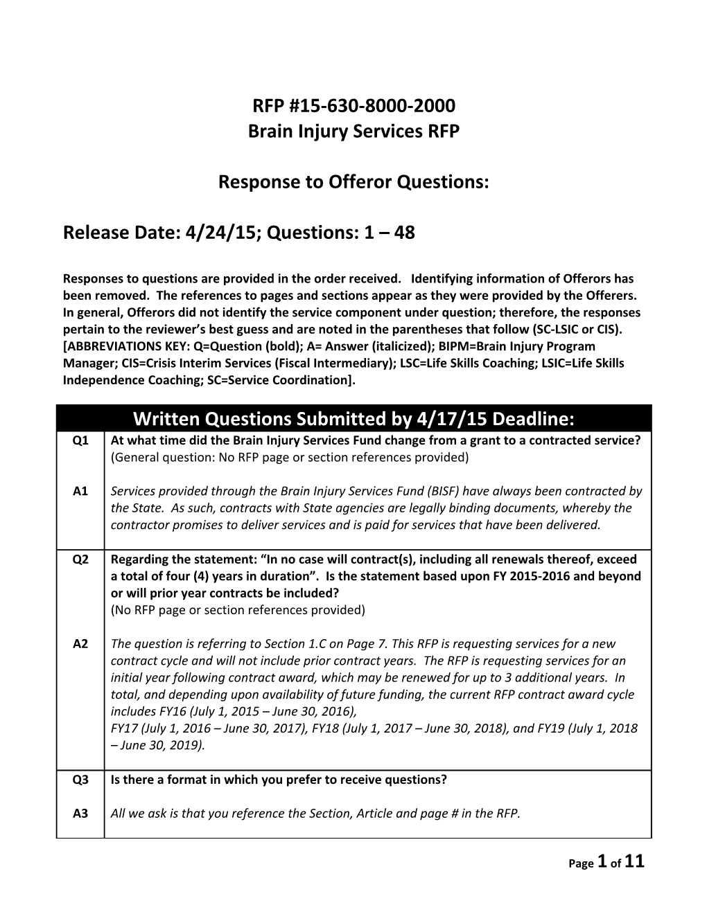 Brain Injury Services RFP