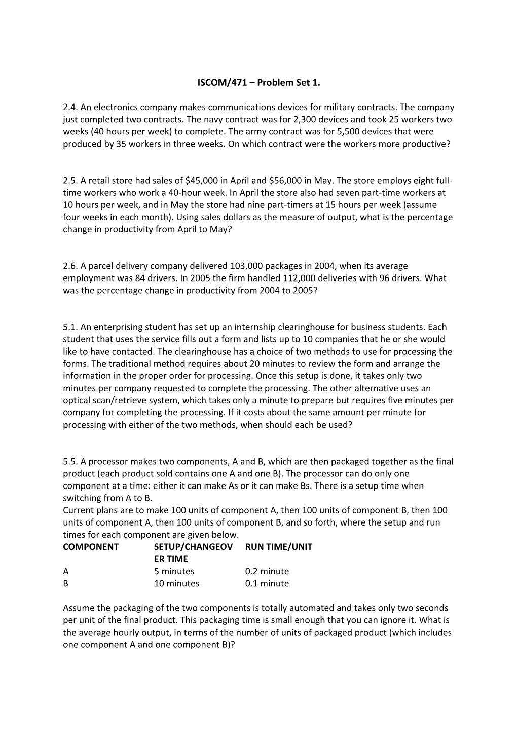 ISCOM/471 Problem Set 1