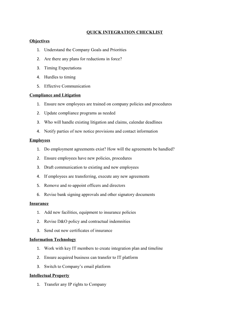 Quick Integration Checklist