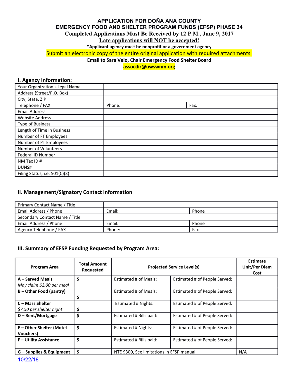 Emergency Food and Shelter Program Funds (Efsp) Phase 34