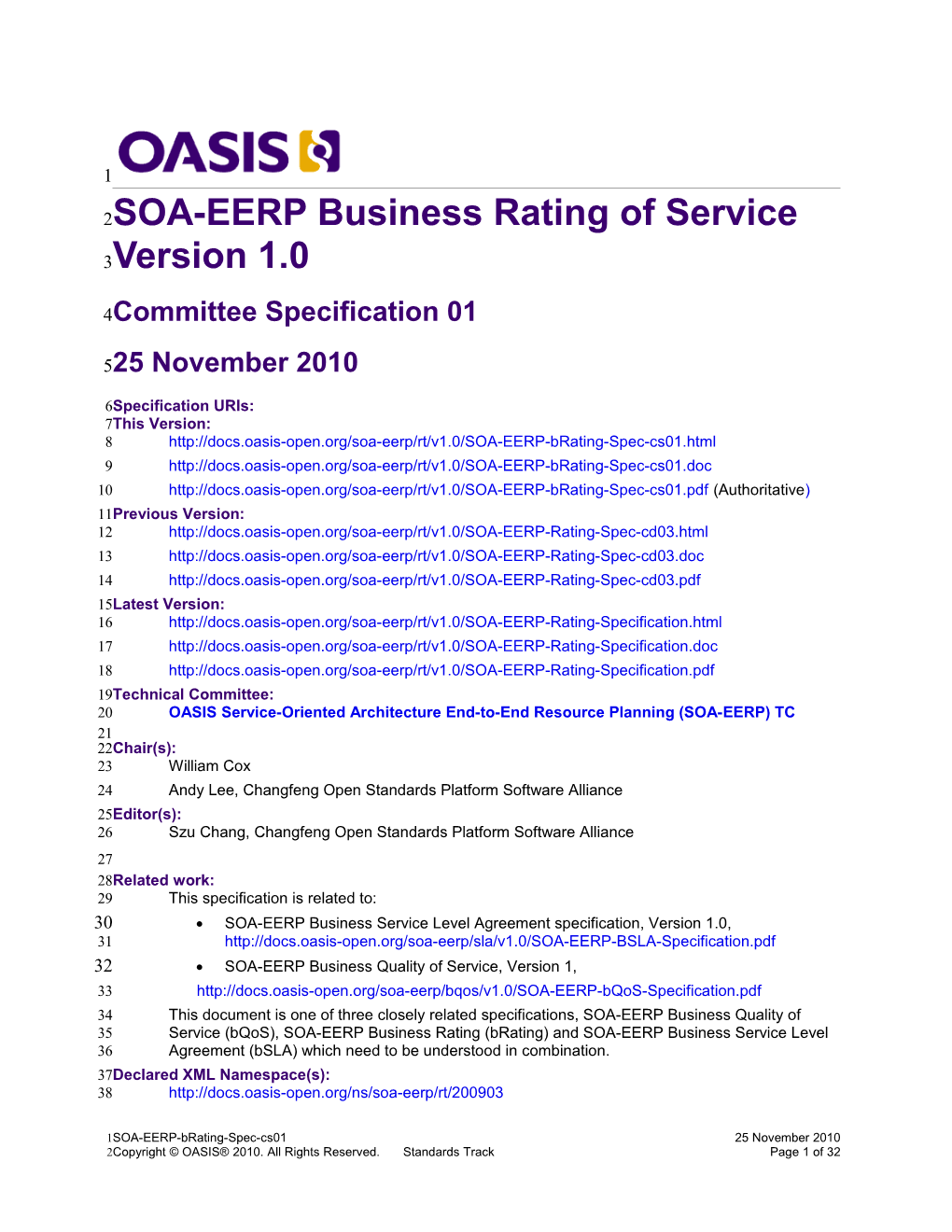 OASIS Business Rating V1.0 Spec CD04