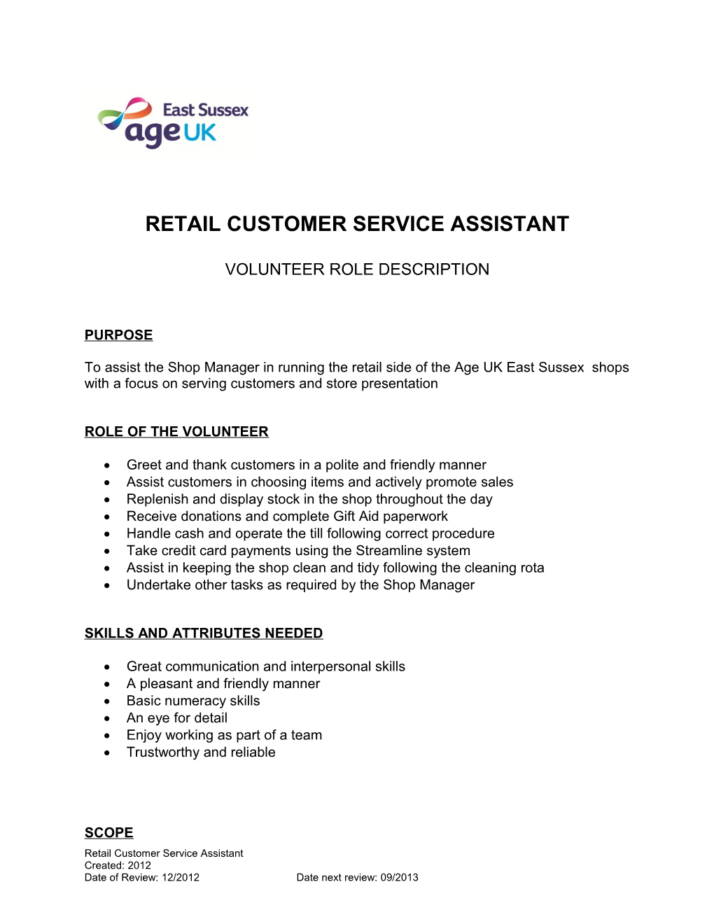 Retail Customer Service Assistant