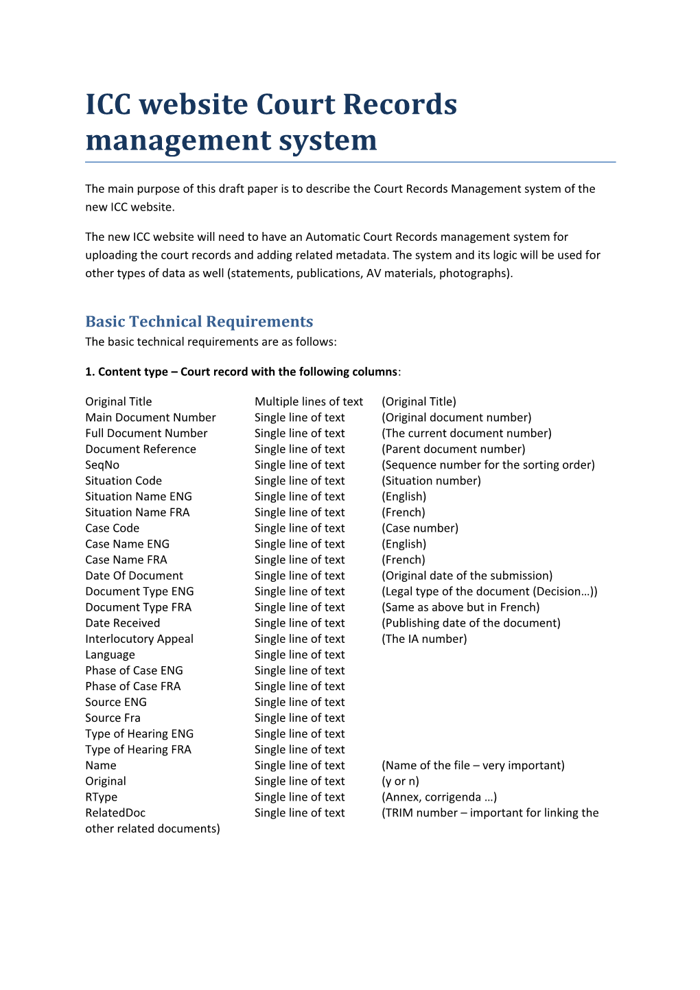 ICC Website Court Records Management System